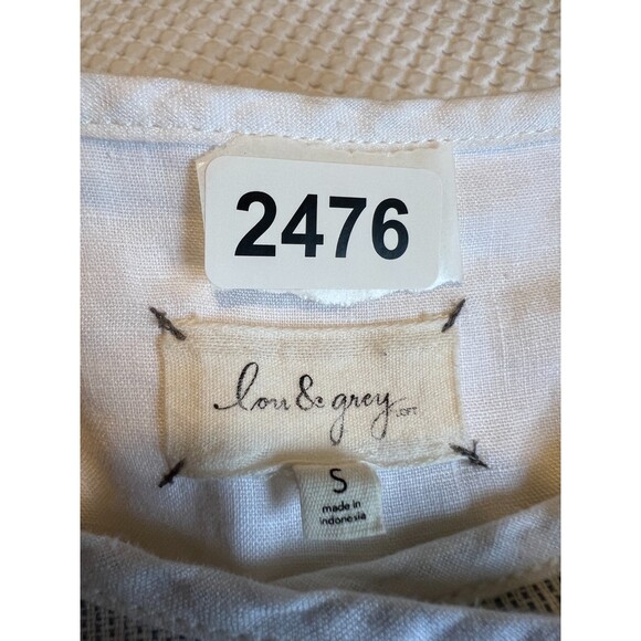 Lou & Grey Loft Linen Asymmetrical Zip Front Jacket Blue White Striped Women's S - Picture 10 of 10